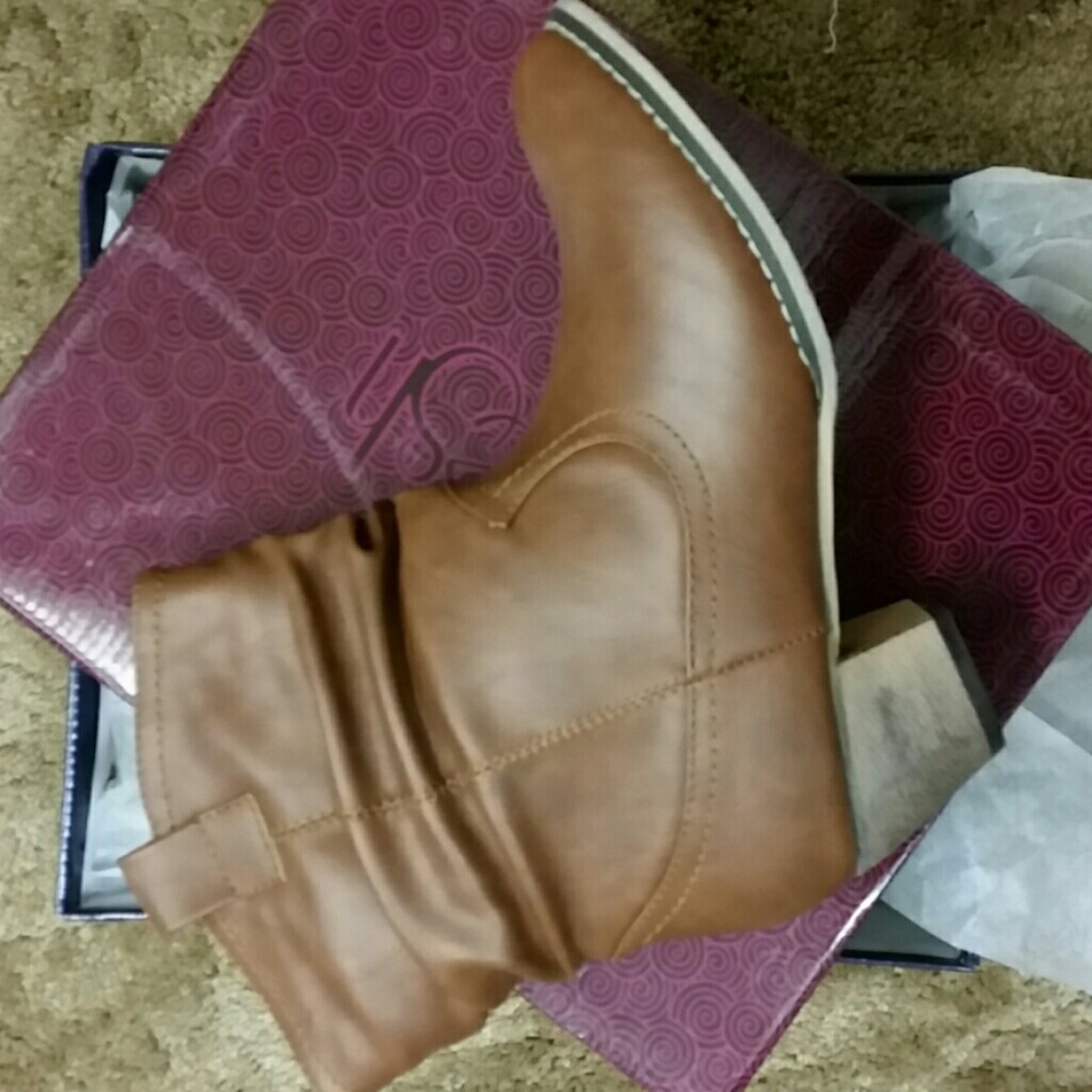 Tan booties in Vegan Leather